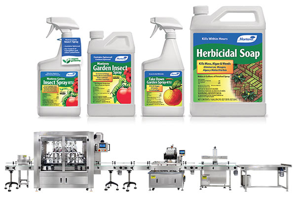 Automatic 6 Heads Filling Capping And Sealing Line For Pesticide