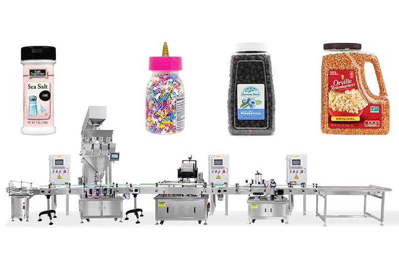Automatic Linear Scale Granule Bottles Filling Capping And Labeling Line