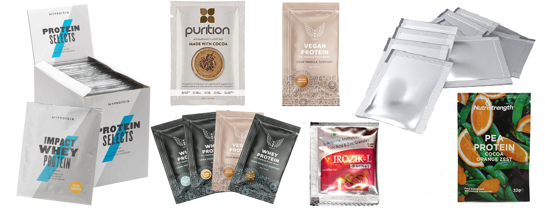 Multi Lane Collagen Protein Powder 3/ 4 Side Sealing Sachet Packing Machine
